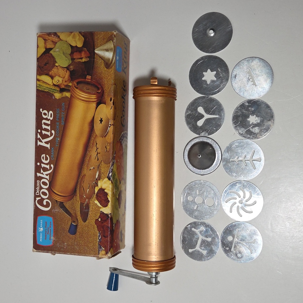 Vintage Nordic Ware Deluxe Cookie King Crank Press Spritz Gun 01200-Complete